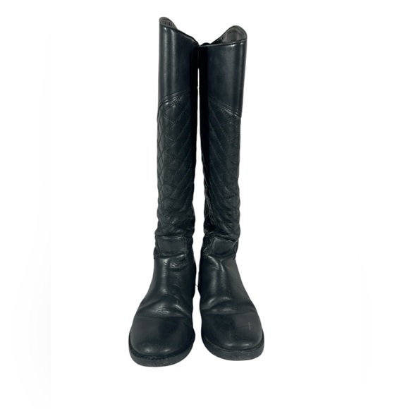 Tory Burch Riding Boots Claremont Tall Boots Quilted Black Vegan Leather… - Picture 3 of 16
